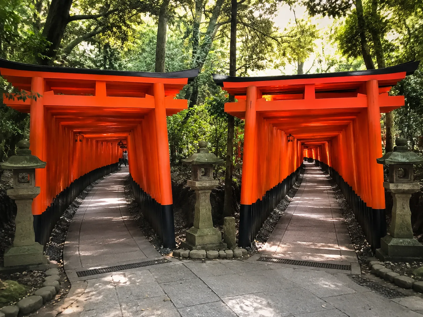 The famous Senbon Torii tunnel of stacked vermilion gates